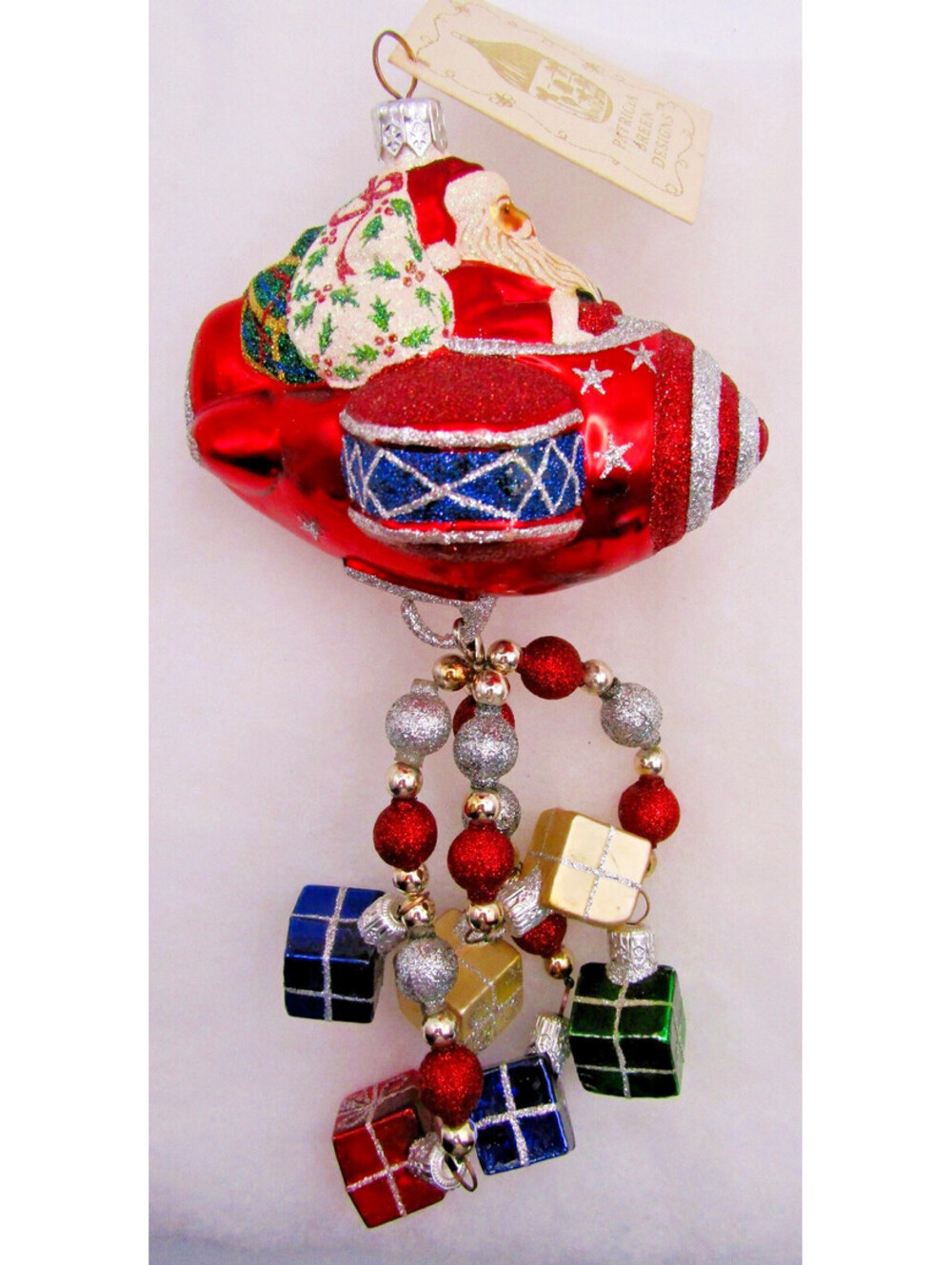Patricia Breen Santa du Ciel Red 2 Part #2100NM Glass Ornament with Tag